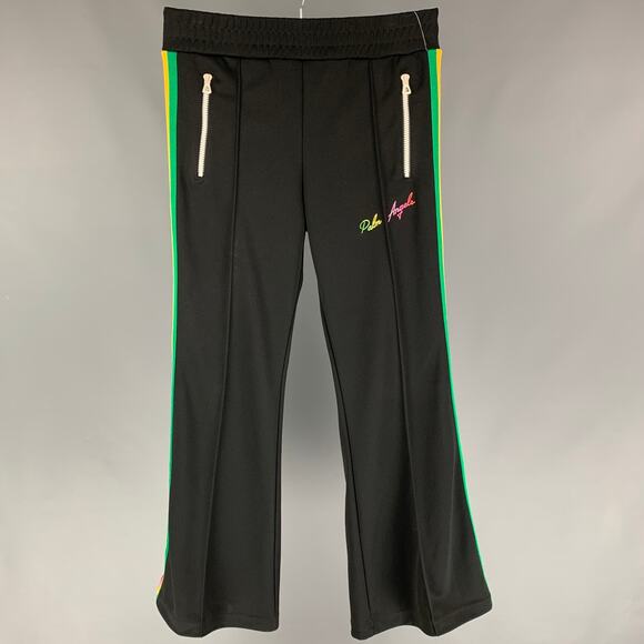 PALM ANGELS Size M Black Multi-Color Stripe Polyester Flared Casual Pants - Picture 1 of 5